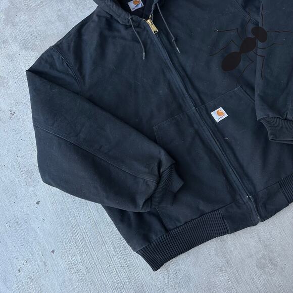 Vintage Y2K Carhartt J140 black hooded work wear jacket - Picture 2 of 10